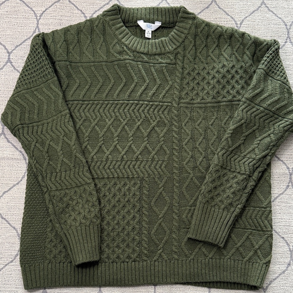 Women Green Cable Knit Sweater